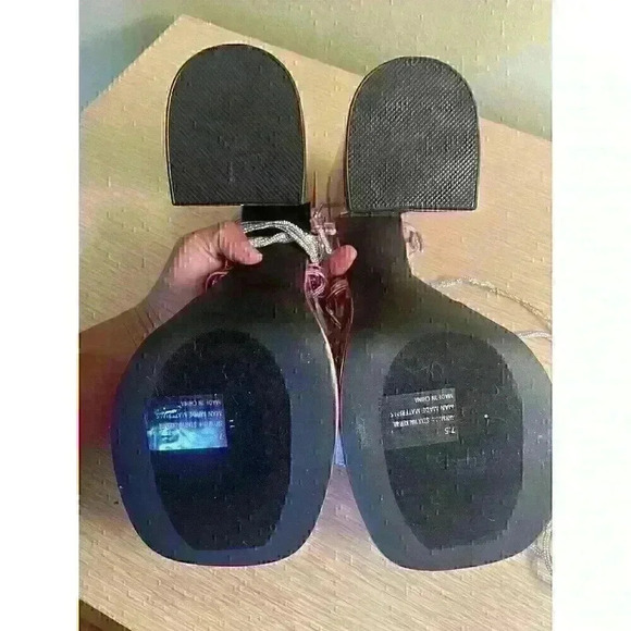 womens pink barbiecore strappy square toe block heel platform SZ 7.5 rhinestone - Picture 7 of 14